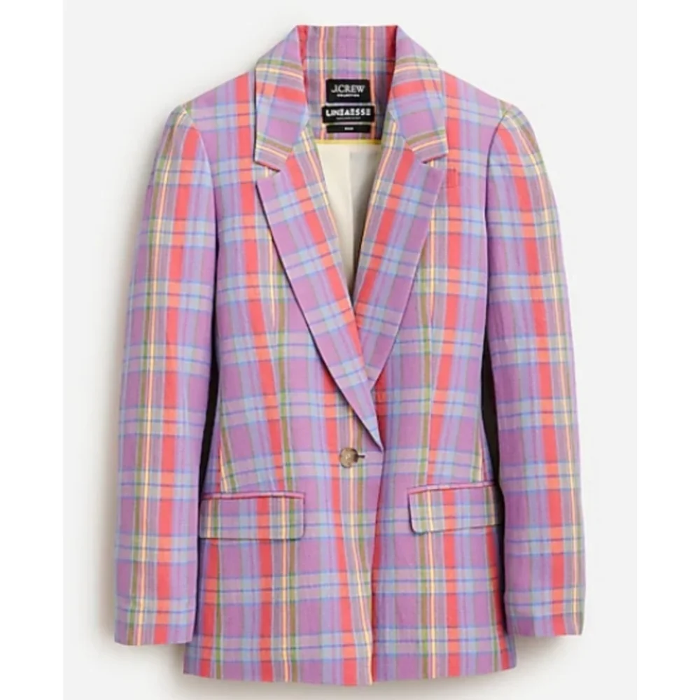 7. J.Crew Collection Willa Italian viscose-blend blazer in sunset plaid - Picture 5 of 11